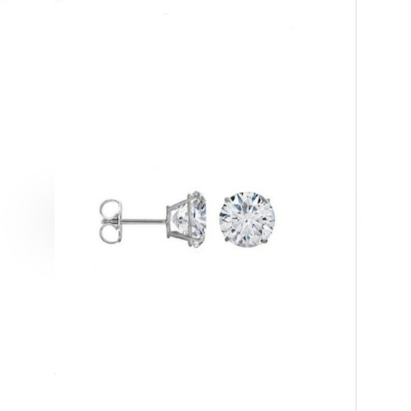 5 MM STUNNING SPARKLR 14K WHITE GOLD STUDS - Picture 1 of 5